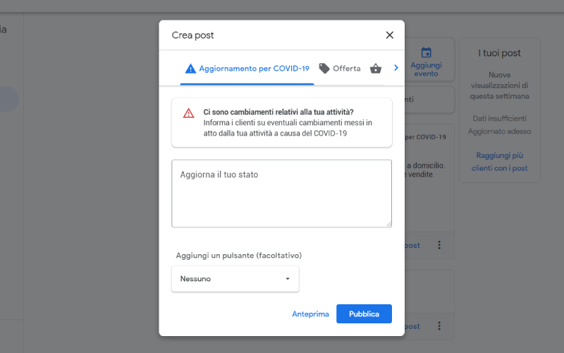 Aggiornamento Covid Google My Business